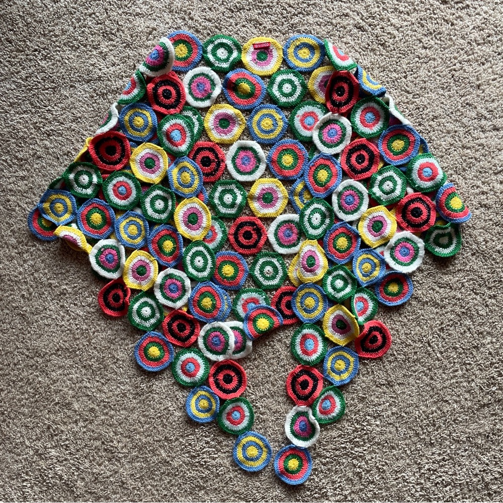 Colorful Crochet Circle Pattern Scarf